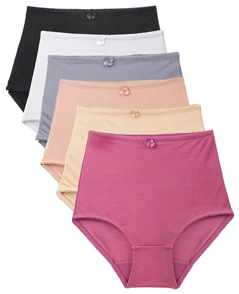 High Waisted Light Control Satin Full Coverage Womens Brief Panties 6 Pack Buy Online In