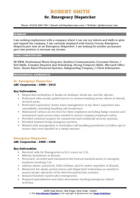These include firms, communities, and schools. Emergency Dispatcher Resume Samples | QwikResume