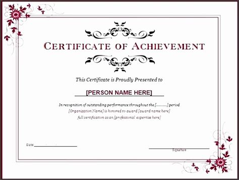 Microsoft Word Award Certificate Template Professional Template For