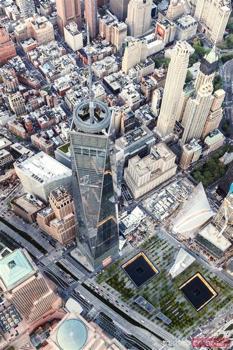 Aerial Of One World Trade Center And 911 Memorial New York Usa