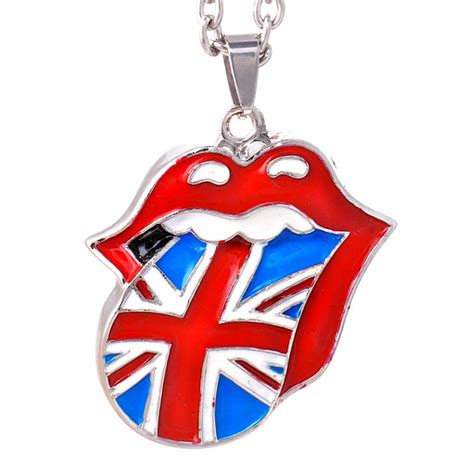 The Rolling Stones Union Jack Tongue Necklace Gioia Jewellery