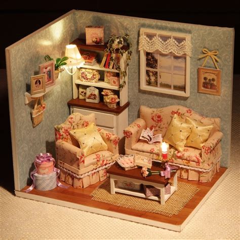 Diy dollhouse dollhouse miniatures dollhouse interiors. DIY Handmake Wooden Dollhouse Miniature Kit Happy Living ...