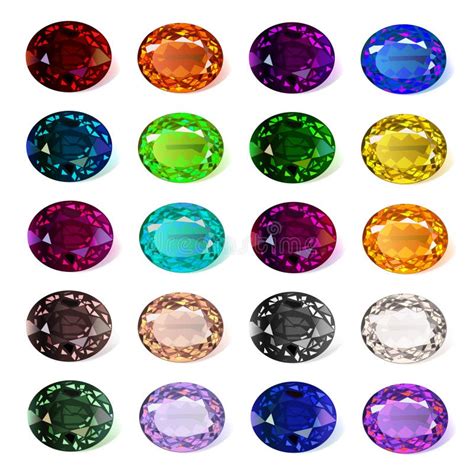Set Of Precious Stones Of Different Colors Stock Vector Illustration