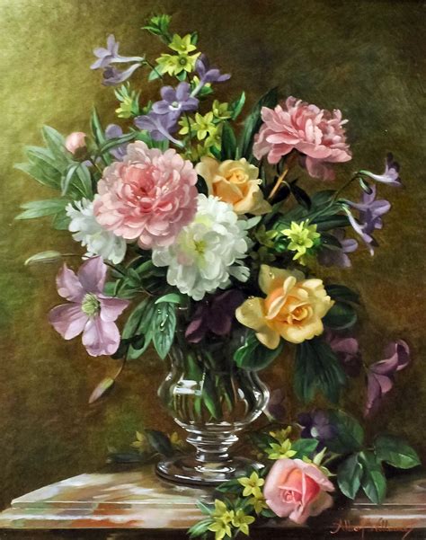 Albert Williams Still Life Vase Of Mixed Spring Flowers Including