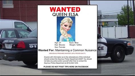 Police Issue Arrest Warrant For Queen Elsa From ‘frozen’