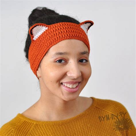 Crochet Orange Headbandhandmadehand Knitted Headbandstylish Fox