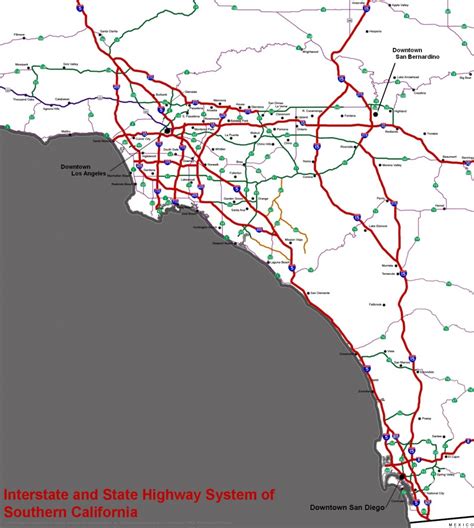 Los Angeles Freeways Map Of Southern California Freeway System