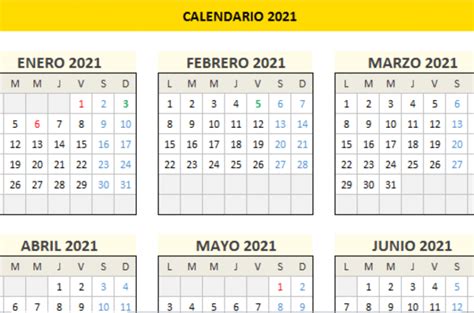 Descargar Plantilla Excel Calendario 2021 Descarga Rápida