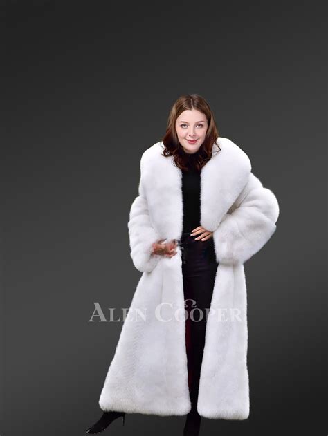 white mink fur trench coat for women