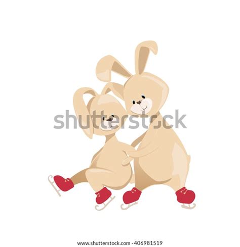 Illustration Funny Rabbit On Ice Skates Stock Vector Royalty Free