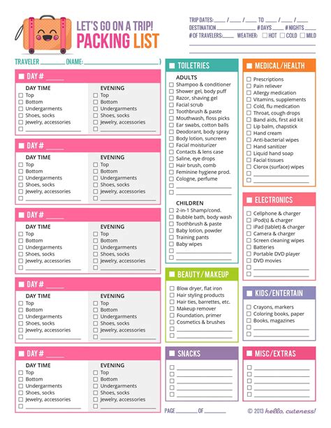40 awesome printable packing lists college cruise - free printable 