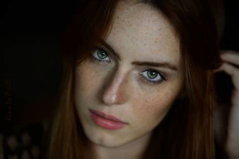 Wallpaper Face Women Model Brunette Green Eyes Freckles Mouth