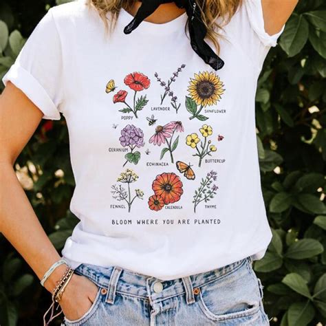 Itgirl Shop Cute Floral Print Loose Soft Aesthetic White T Shirt