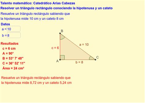 Resolver Un Triángulo Rectángulo Conociendo La Hipotenusa Y Un Cateto