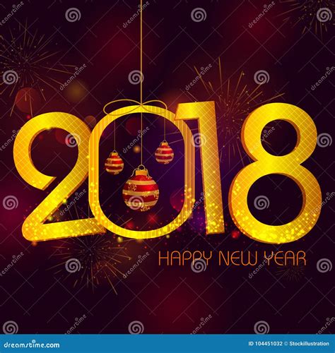Happy New Year 2018 Wishes Greeting Card Template Background Design