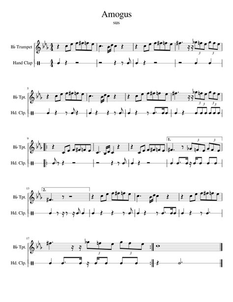 Amogus Sheet Music For Trumpet In B Flat Hand Clap Solo Download