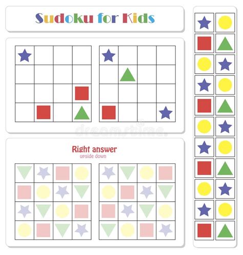 Sudoku For Kids With Colorful Geometric Figures Stock Vector