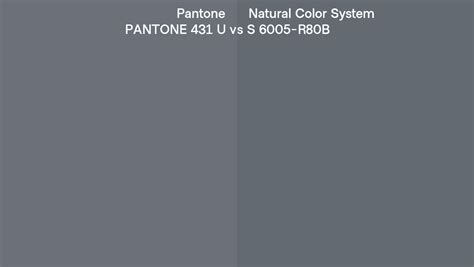 Pantone 431 U Vs Natural Color System S 6005 R80b Side By Side Comparison