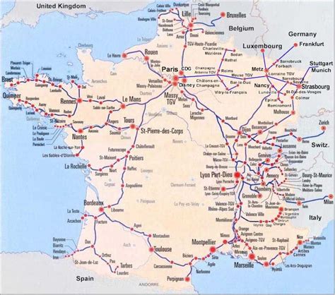 France Train Map Of Entire Tgv High Speed Train System With All The Tgv