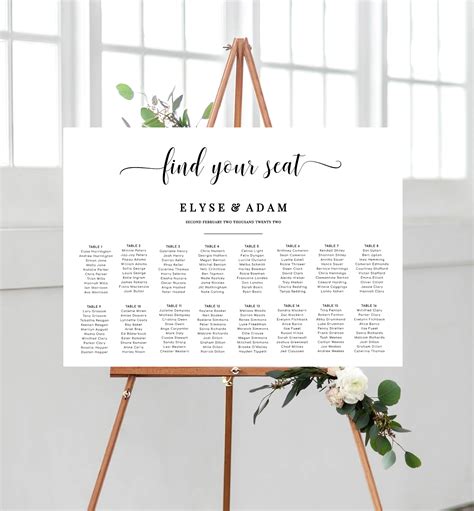 Wedding Seating Chart Wedding Table Plan Find Your Seat Sign