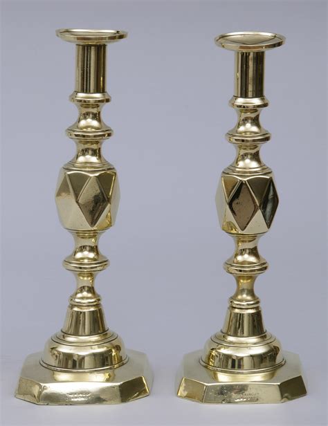 Antique English Victorian Pair Of Brass Candlesticks