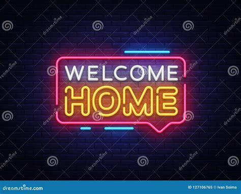 Welcome Home Neon Text Vector Welcome Home Neon Sign Design Template