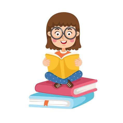 Ilustración de una niña leyendo un vector de libro Vector en Vecteezy
