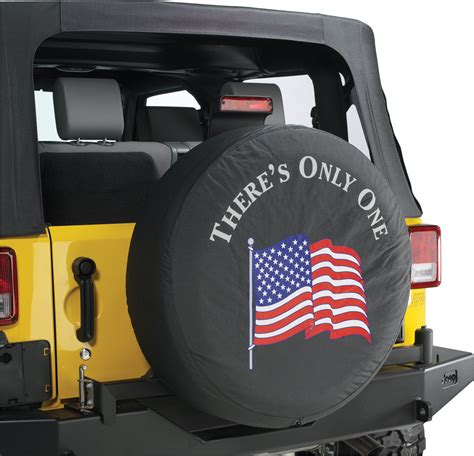 Mopar® Jeep® Logo Tire Covers In Black Denim With American Flag There
