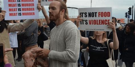 The Protester Who Ate A Raw Pigs Head Outside A Vegan Festival Has