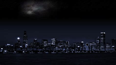 Wallpaper Cityscape Chicago City Urban Skyline Night 1920x1080