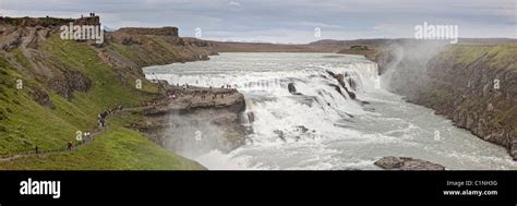 Gullfoss Waterfall Golden Waterfall Hvita River Iceland Stock Photo