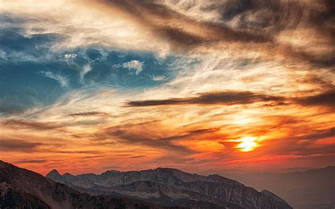 Nv05 Sunset Mountain Sky Cloud Nature Wallpaper