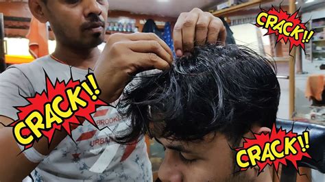Best Hair Cracking Head Massage Video By Hair Cracker Barber Indian