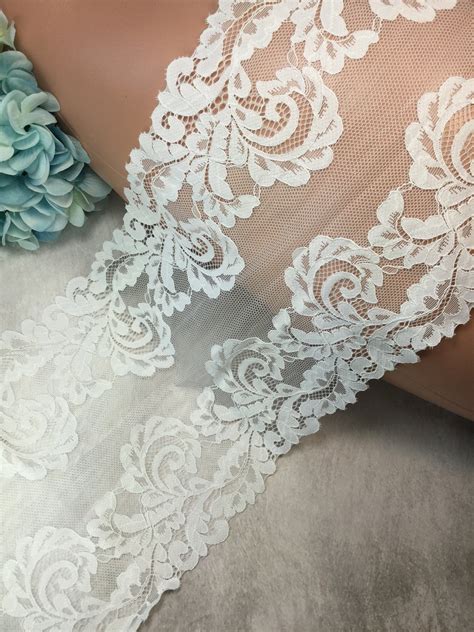 White Stretch Lace Trim By The Yard Etsy