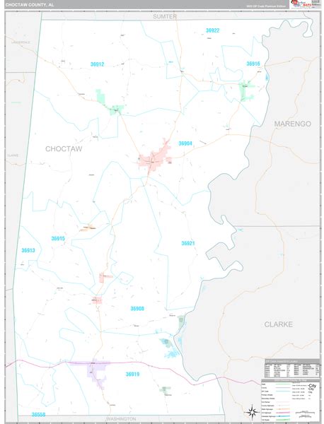 Choctaw County Al Wall Map Premium Style By Marketmaps Mapsales