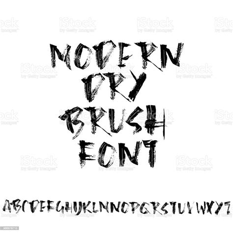 Handdrawn Dry Brush Font Modern Brush Lettering Grunge Style Alphabet