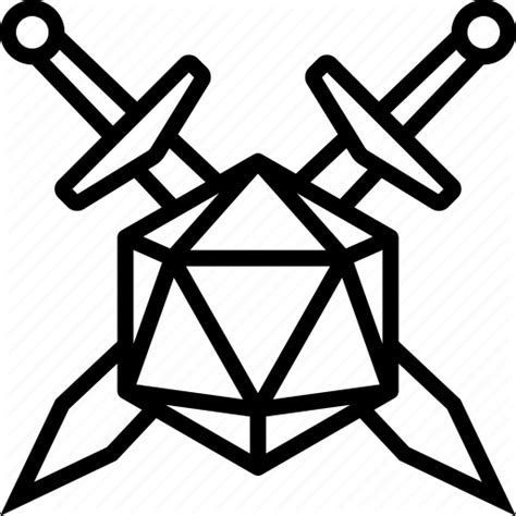 Crossed D20 Dice Dungeons And Dragons Game Swords Table Top Icon