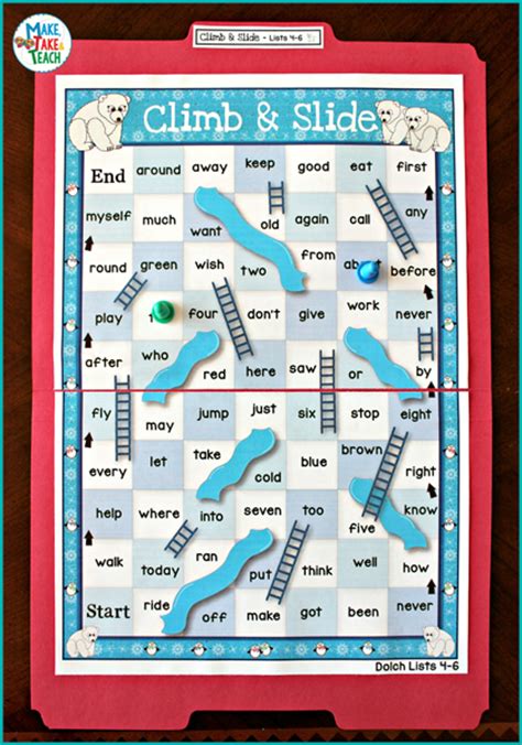 Climb And Slide Activities For Sight Words And Phonics Make Take And Teach