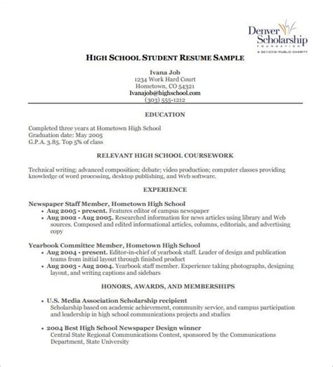 Name, grantor (for example, nserc, nih etc. High School Resume Template - 9+ Free Word, Excel, PDF Format Download! | Free & Premium Templates