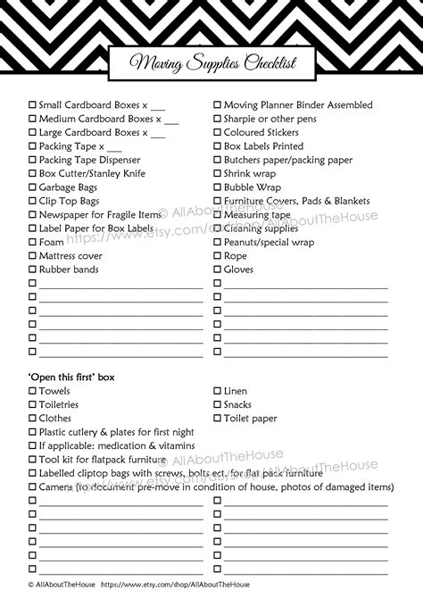 Free Printable Moving Packing Checklist Printable Templates