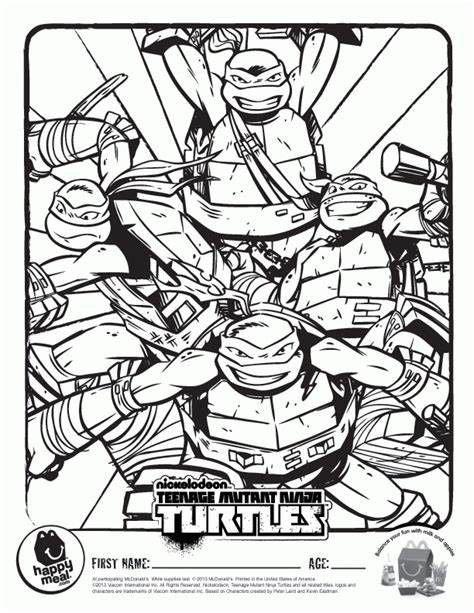 Nickelodeon Age Mutant Ninja Turtles Printable Coloring Page Coloring