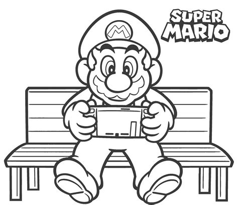 Dibujos De Mario Esta Jugando Videojuegos Para Colorear Para Colorear