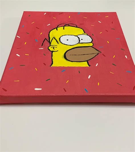 Homer The Simpsons Acrylic Canvas Painting Etsy