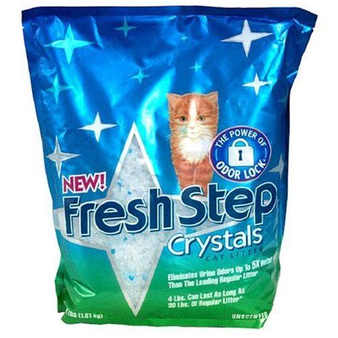 Fresh Step Cat Litter Plus Dual Action Crystals Unscented 4 Lbs 8 Pack