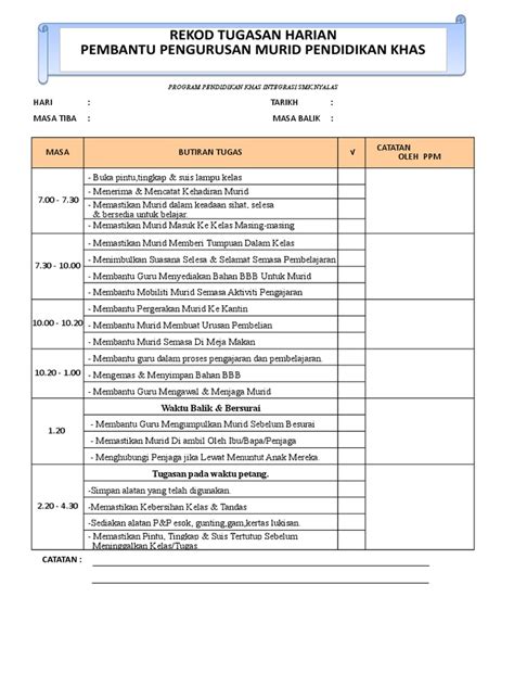 Contoh Borang Laporan Tugasan Harian Imagesee