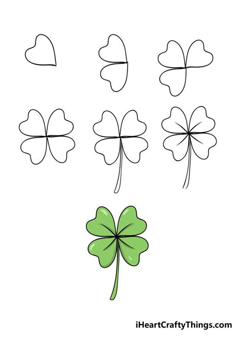 Four Leaf Clover Drawing How To Draw A Four Leaf Clover Step By Step