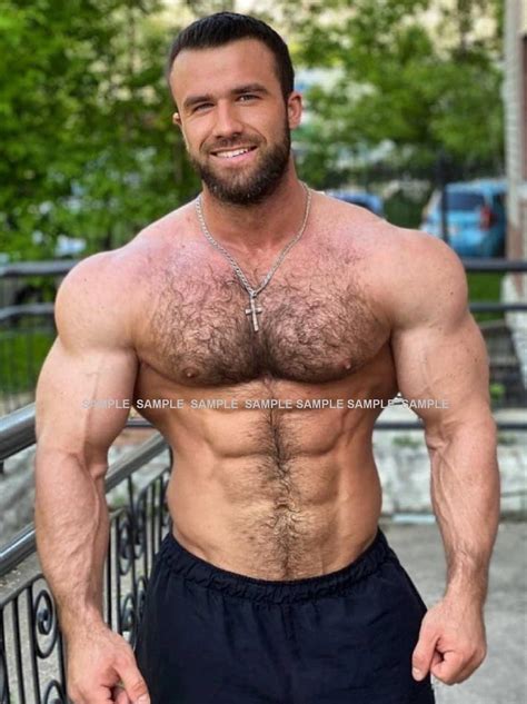 Matted Shirtless Photograph X H Smiling Muscular Handsome Hairy Dude Male Gay Interest