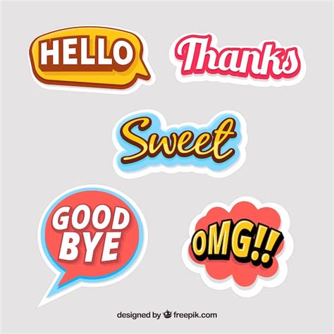 Free Vector Various Stickers With Words