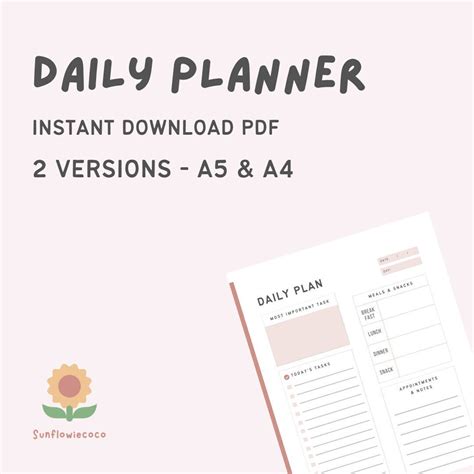 Daily Planner Printable Daily To Do List Everyday Schedule Etsy