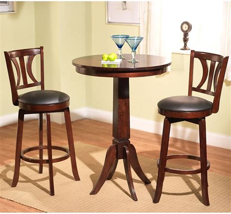 Cm3392pt 4pk mullins rustic amberleigh folding bar table and two stools set brown. 3 Piece Pub Table Set Mahogany Finish Kitchen Stools ...